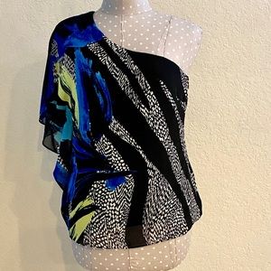 New with tags Caché one shoulder chiffon top